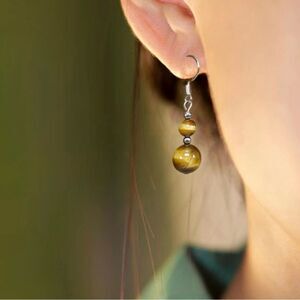 Genuine Chakra Stone Tigers Eye Earrings